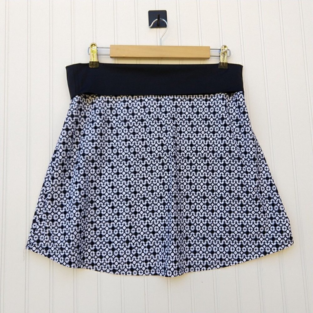 Title Nine Foldover Skirt Size XL Black White Print Short Stretch Active Workout - Picture 7 of 8